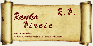 Ranko Mirčić vizit kartica